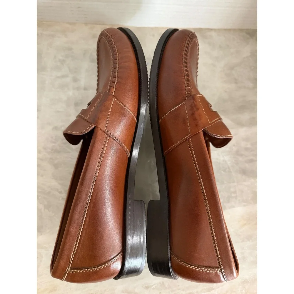 Cole Haan Penny Loafers Mens 10.5 M Brown Leather Moc Toe Slip On E07 01462 Good